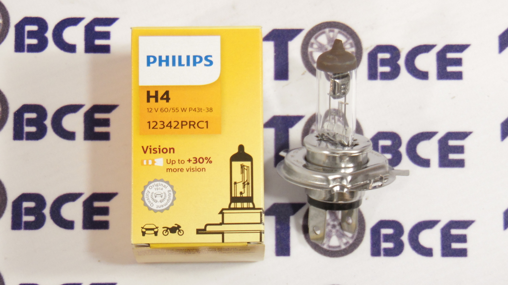 Лампа фары (галогенная) Ближний-Дальний свет H4 12V 60\55W +30% Premium PHILIPS